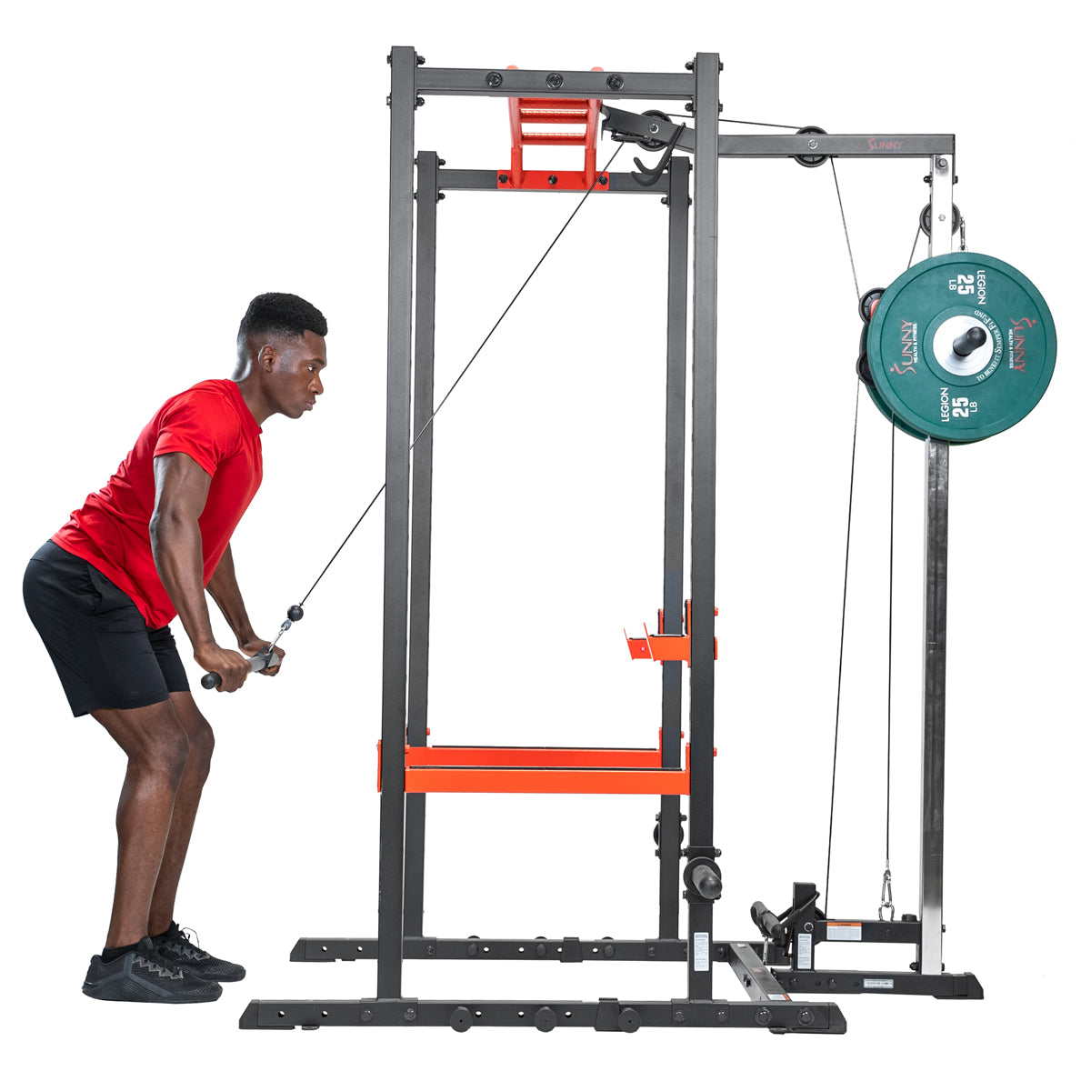 Sunny Health & Fitness Power Rack and Cage Add-on Attachment Accessory: Bar  Holder, Dip Bars, J-Hook, LAT Pulldown, Pull Up Bar, Landmine, or U-Ring