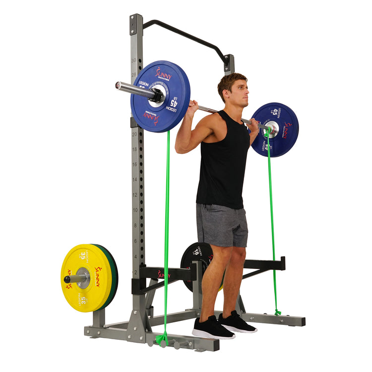 Power Squat Rack w/ Attachments & High Weight Capacity, Olympic Weight Plate Storage, & Swivel Landmine