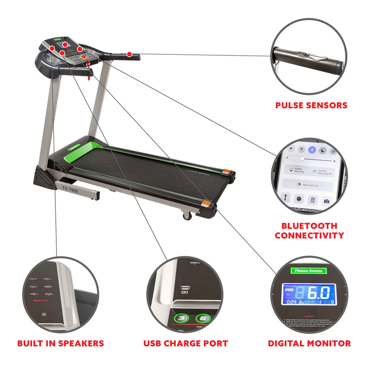 Fitness Avenue Treadmill With Incline with Bluetooth, Speakers