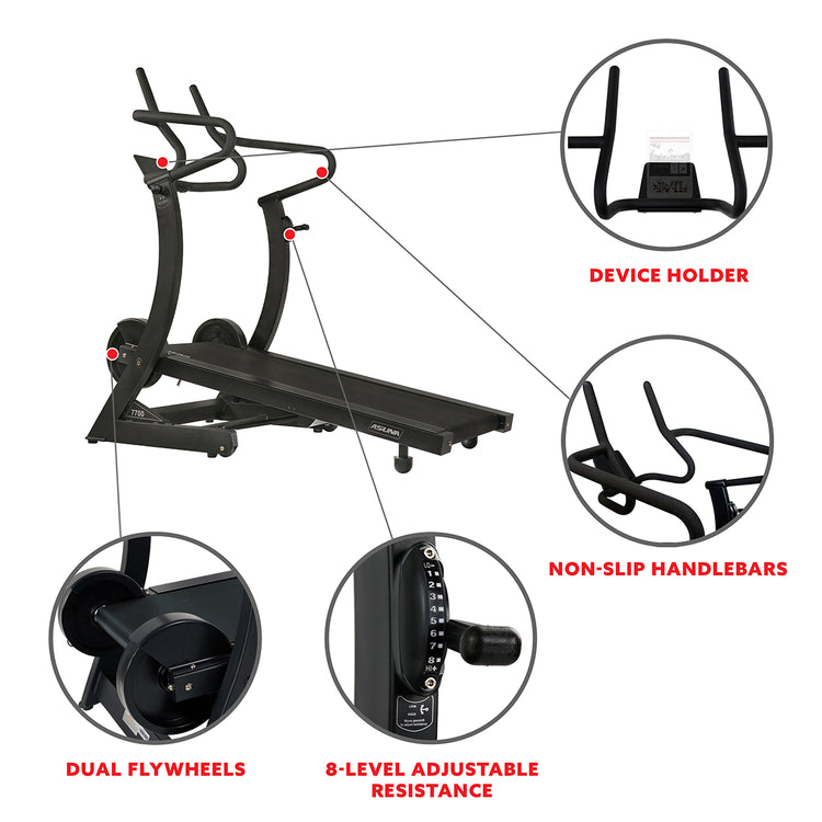Asuna Heavy Duty Manual Treadmill w/ Incline, 400 LB High Weight Capacity