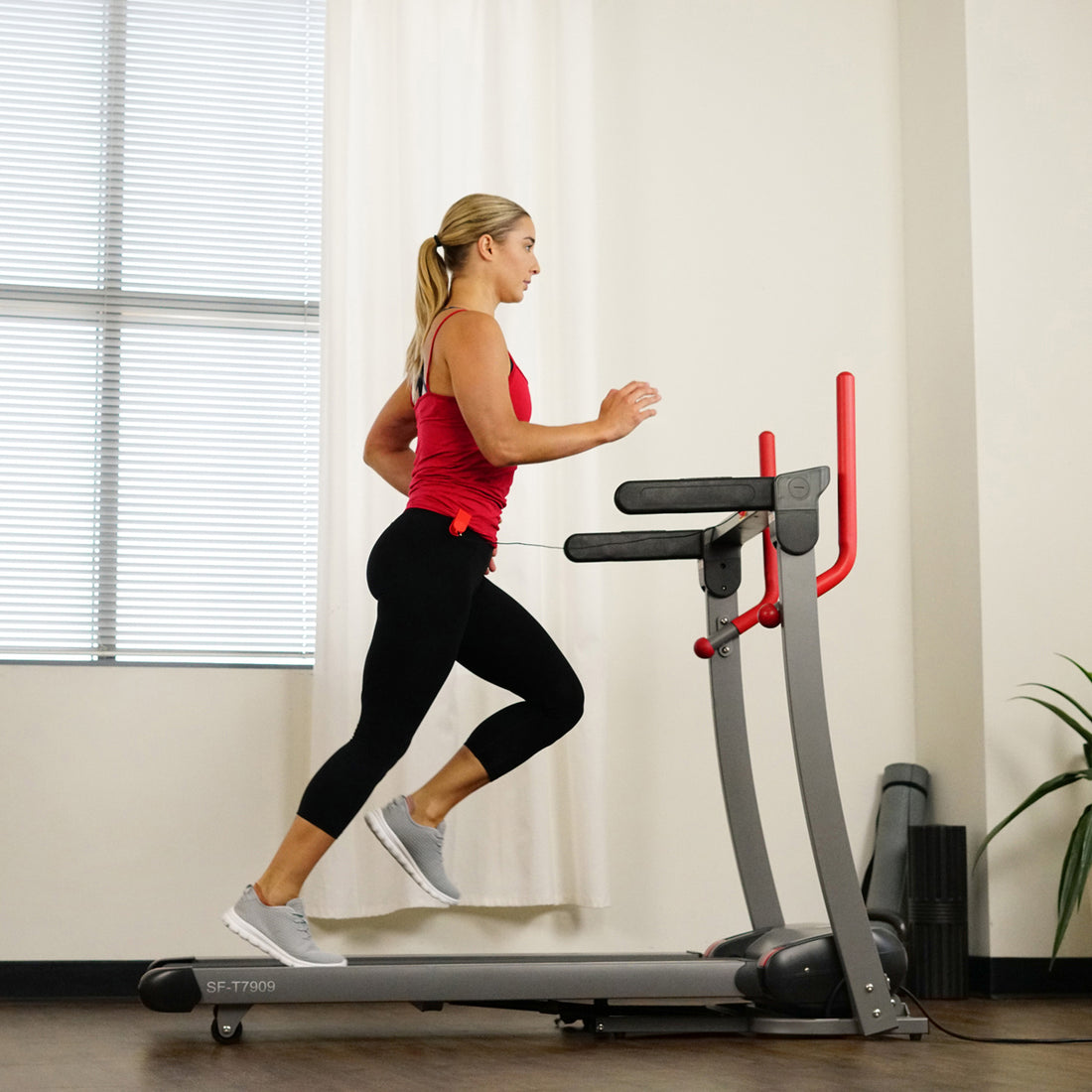 Folding Electric Treadmill with 12 Level Auto Incline, LCD and Pulse M