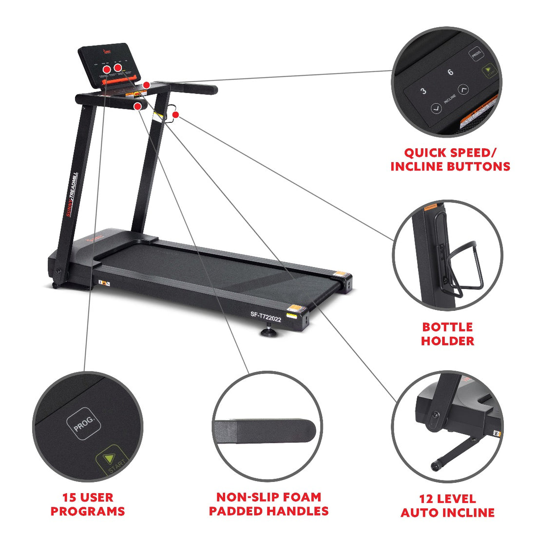 Interactive Auto Incline Treadmill | Sunny Health & Fitness | Sunny ...