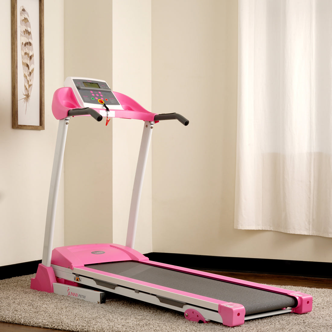 Pink Treadmill w/ Manual Incline and LCD Display by Sunny Sunny