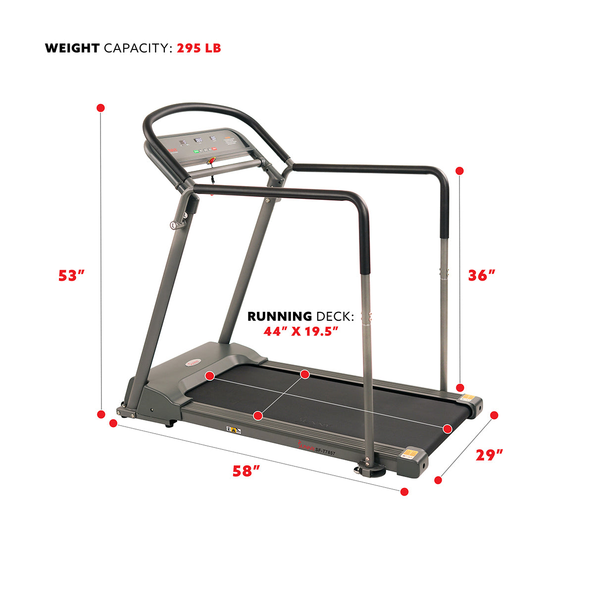 Walking Treadmill with Long Handrail for Seniors and Recovery