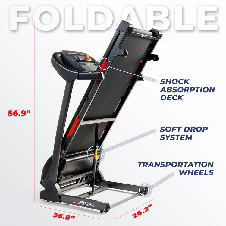 Premium Folding Auto-Incline Smart Treadmill with Exclusive SunnyFit® App Enhanced Bluetooth Connectivity