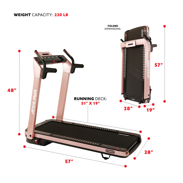 SpaceFlex Pink Running Treadmill w/ Auto Incline, Foldable Wide Deck