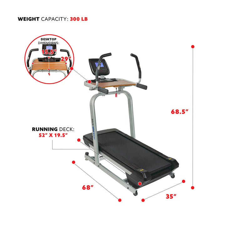 Treadmill Workstation Desk with Auto Incline at 40% Max, Wide Treadmill and USB Charging Function